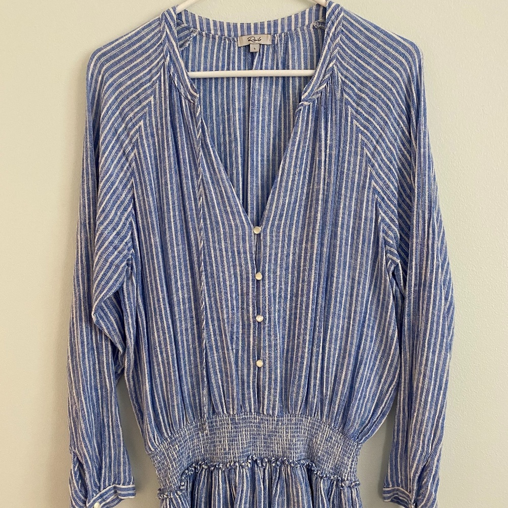Rails blue striped long sleeve dress